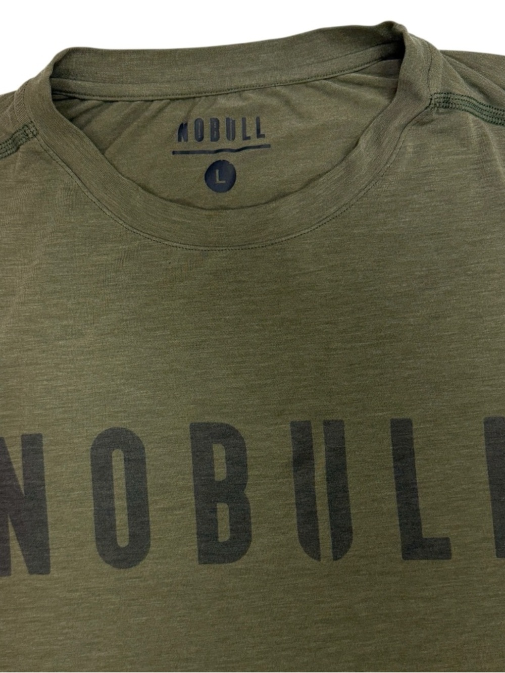 NOBULL Shirt Mens Large Olive Green Gym Workout Performance Athletic Graphic Tee